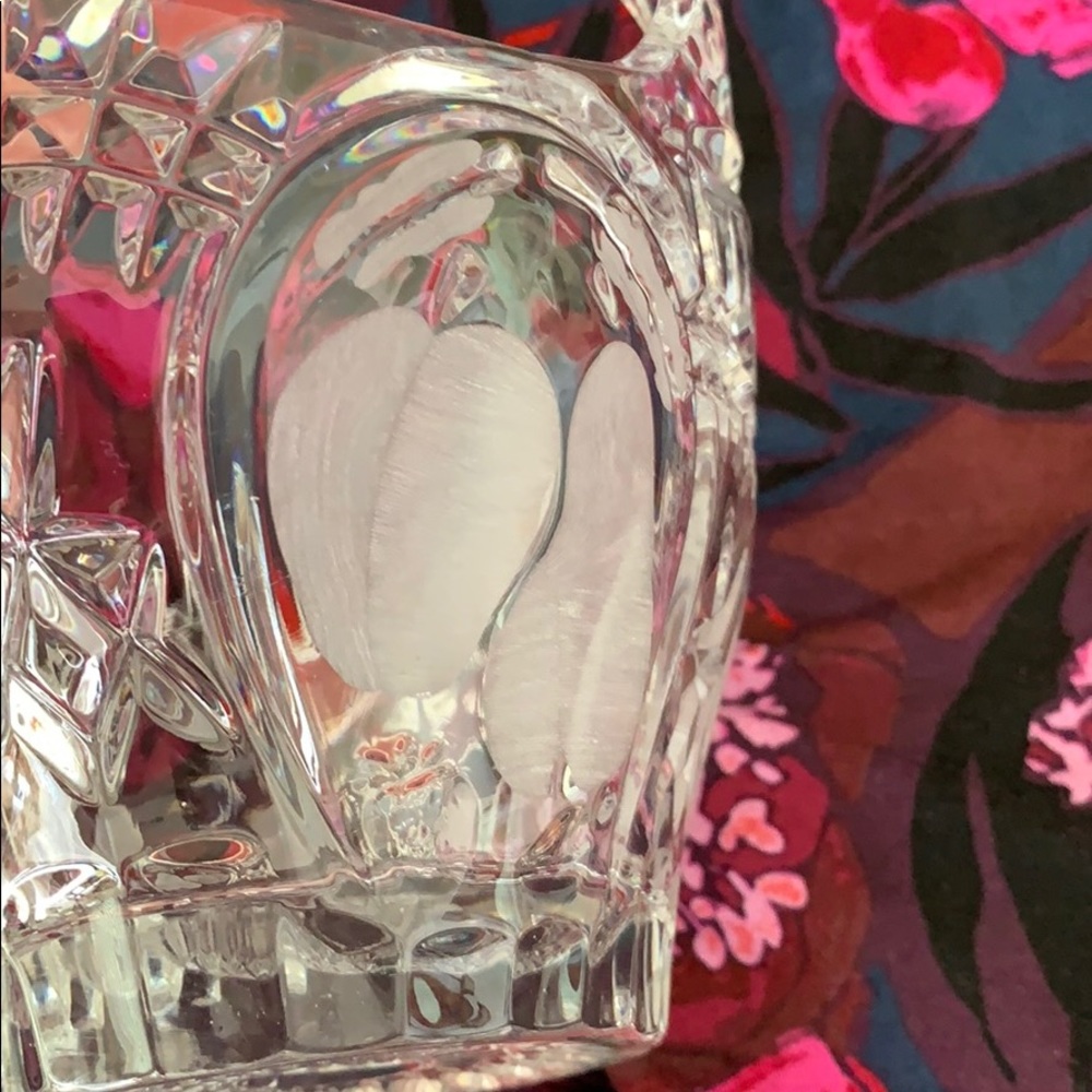 Lead Crystal Etched Cut Glass Basket - Picture 4 of 12